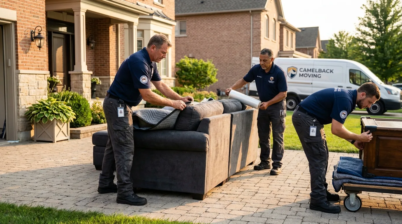 Large estate moving crew wrapping furniture in Folcroft, PA